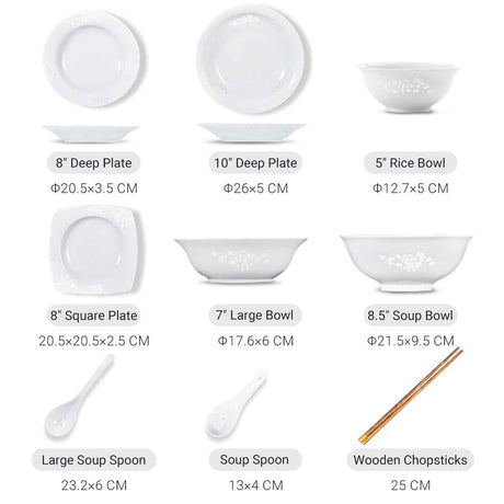 "Jade Peony' 28-Piece Tableware Set