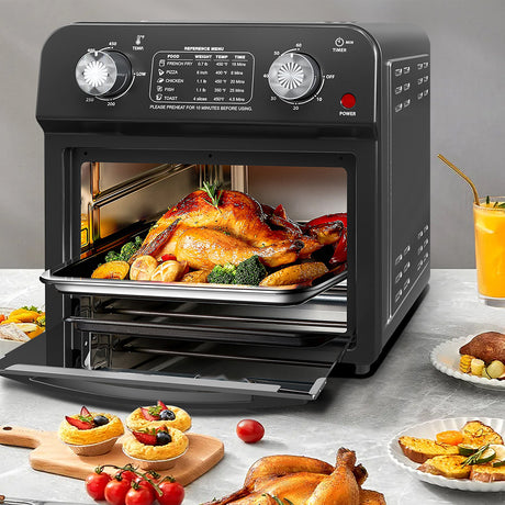 PLUM CHEF 12.5Qt Air Fryer with Dual Knob, 60-Min Timer & Presets for Fries, Pizza & More - LYDARZ