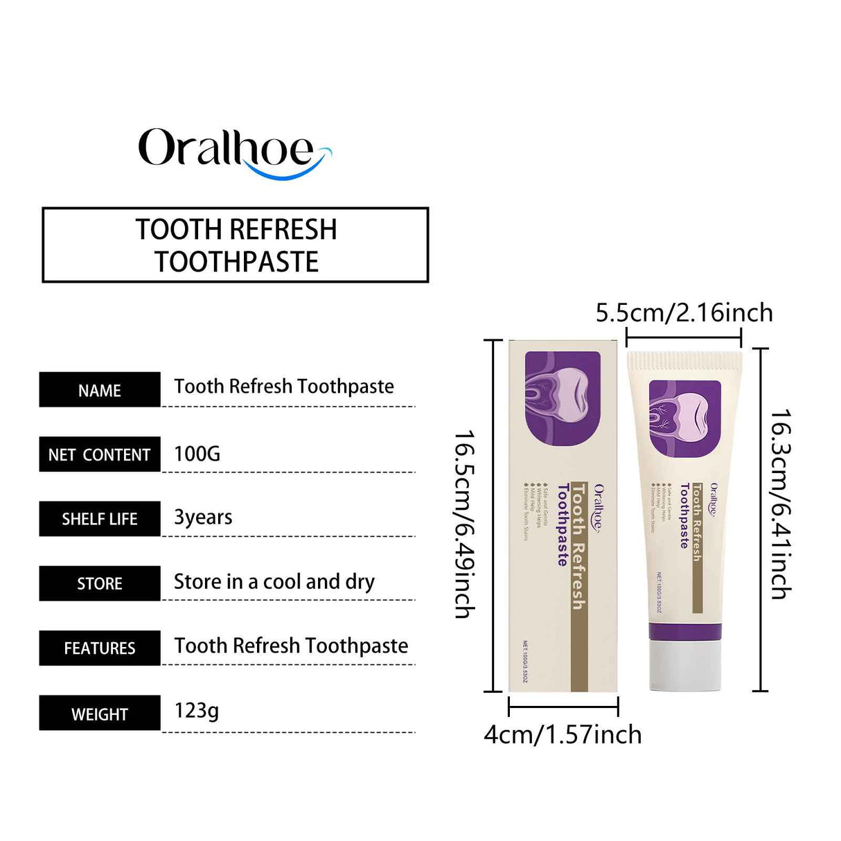 Oralhoe Brightening Toothpaste Brightening Teeth Gentle Cleaning Toothpaste for Stains and Fresh Breath Oral Care