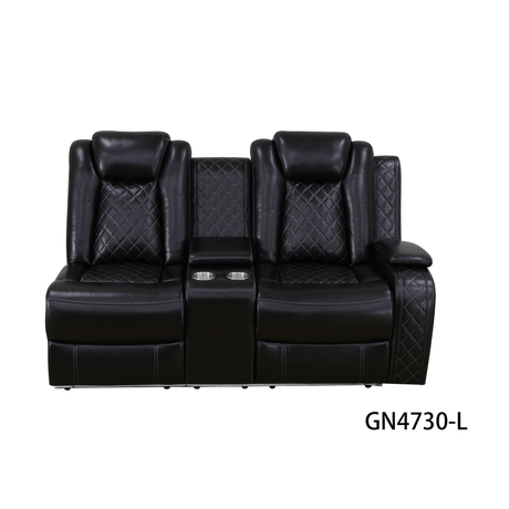 Black Breathing Leather 3-Piece Living Room Recliner Sofa
