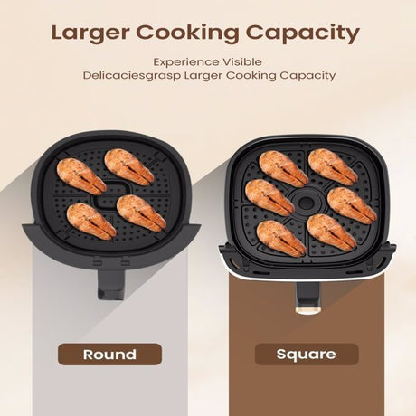 EWIOR 5.3Qt Air Fryer with Window, 7 Presets, Digital Touchscreen, Non-Stick & Dishwasher Safe - LYDARZ