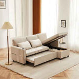 Sofa Bed, L-Shaped Corner Sofa, 3 Seater Pull Out Sofa With Storage, Convertible Settee Sectional Sofa For Living Room, Office, Beige