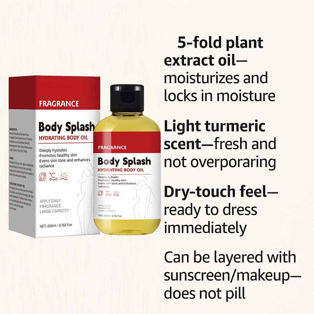 Mildhold Body Splash Hydrating Body Oil - Deeply Hydrates Promotes Healthy Skin & Enhances Radiance - Easy Application Format - 200ml
