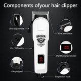 LYDARZ 809D 4 In 1 White Hair Clippers for Men Electric Shavers Ceramic T-Blade Professional Beard Trimmer Kits & Sets Brush Flawless Adjustable Attachment