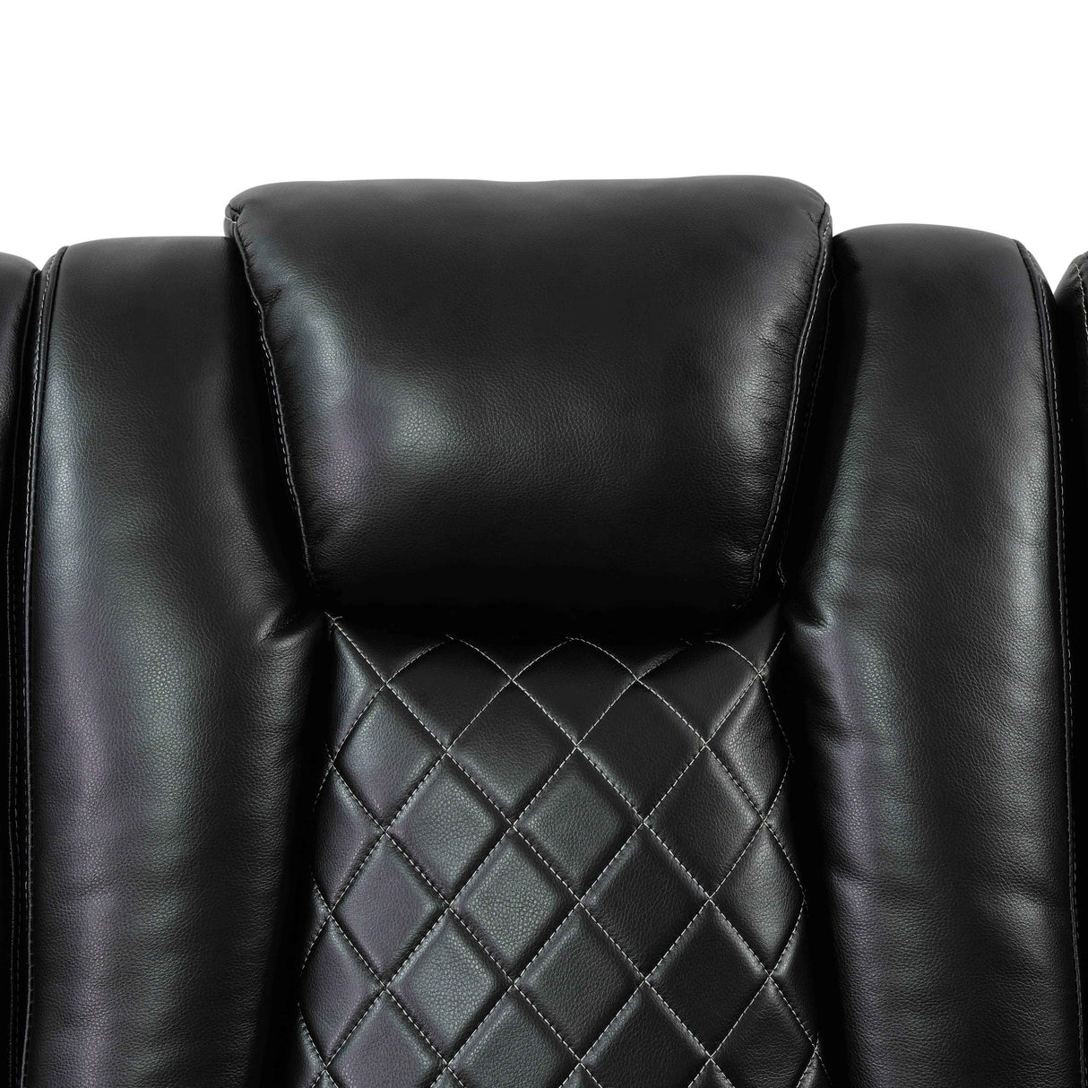 Black Breathing Leather Living Room Sectional Recliner Loveseat