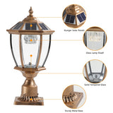 LYDARZ Vintage Gold Solar Pillar Headlight With Dimmable LED 1-Pack