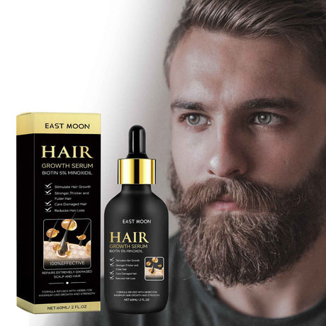 East Moon Beard Growth Serum for Men Natural Nourishing & Strengthening Facial Hair Care Liquid Beard Thickening Treatment