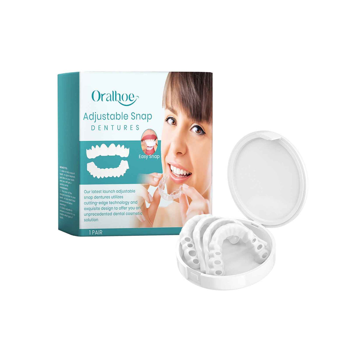Oralhoe Adjustable snap-on dentures Comfortable and adjustable dentures fit the mouth shape and chewing force