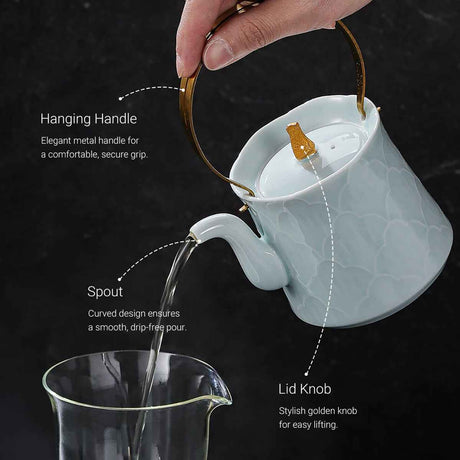 Yingqing Carved HangingHandle Teapot Set