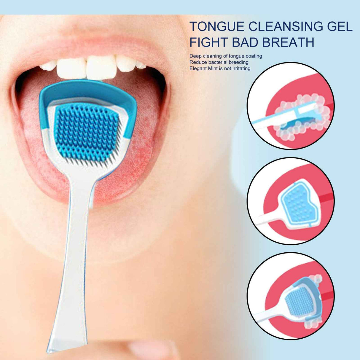 EELHOE Tongue Cleaning Gel Tongue cleaner for oral care, removes bad breath and freshens breath, gel with brush