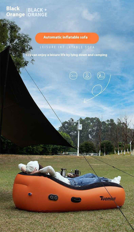 Portable Automatic Inflatable Sofa Bed for Outdoor Camping & Home – Lazy Lounge Airbed for Lunch Break & Floor Use