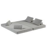 86.6'' Multifunctional Sofa Bed with Tumbler Backrests, Pillows & Chenille Fabric – Modern Chaise Lounge for Living Room or Office