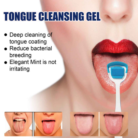 EELHOE Tongue Cleaning Gel Tongue cleaner for oral care, removes bad breath and freshens breath, gel with brush