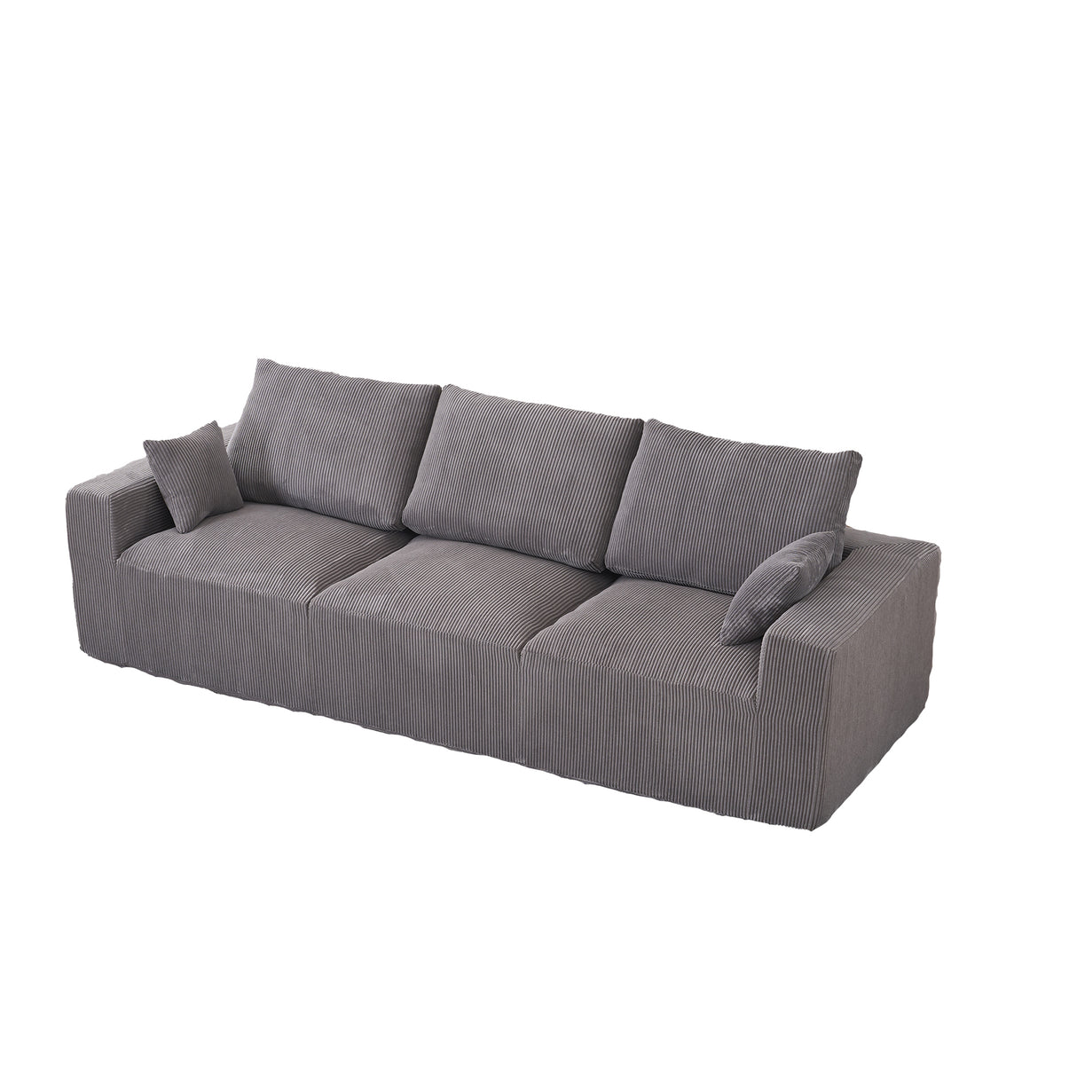 Modular L-Shape Sofa with USB & Type-C Charger, Petal Armrest, High-Density Foam, Free-Moving Ottoman, Chenille – Gray