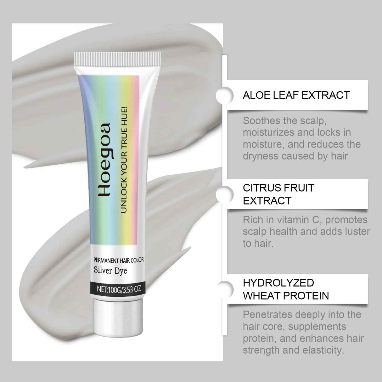 Hoegoa Gray hair cream Long-lasting Moisturizing Hair Nourishing Plant Extract Hair Care Trendy Hair Color Enhancer