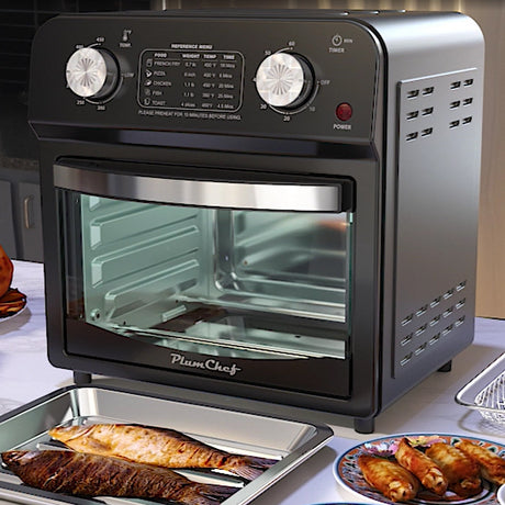PLUM CHEF 12.5Qt Air Fryer with Dual Knob, 60-Min Timer & Presets for Fries, Pizza & More - LYDARZ