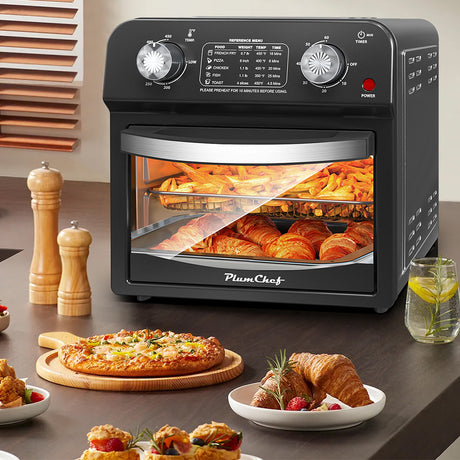 PLUM CHEF 12.5Qt Air Fryer with Dual Knob, 60-Min Timer & Presets for Fries, Pizza & More - LYDARZ