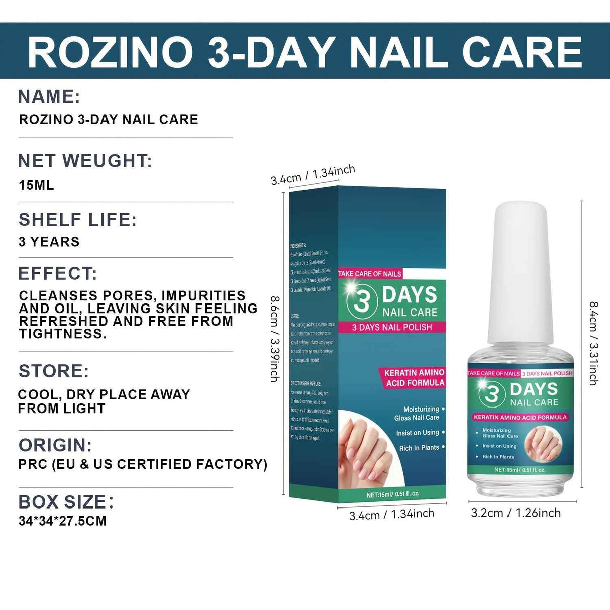 3-Day Nail Care Oil - Lightweight Fast-Absorbing Water-Like Serum Texture for Continuous Nail Health Maintenance