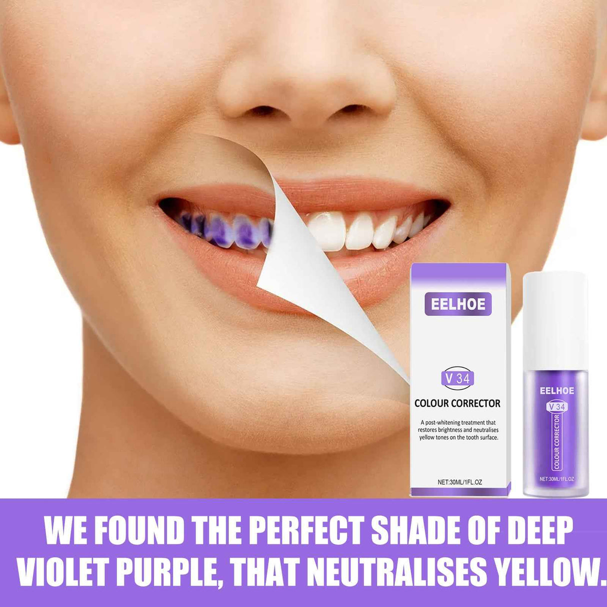 EELHOE V34Teeth Whitening Toothpaste Oral Whitening Cleaning Tooth Stain Whitening Teeth Purple Toothpaste