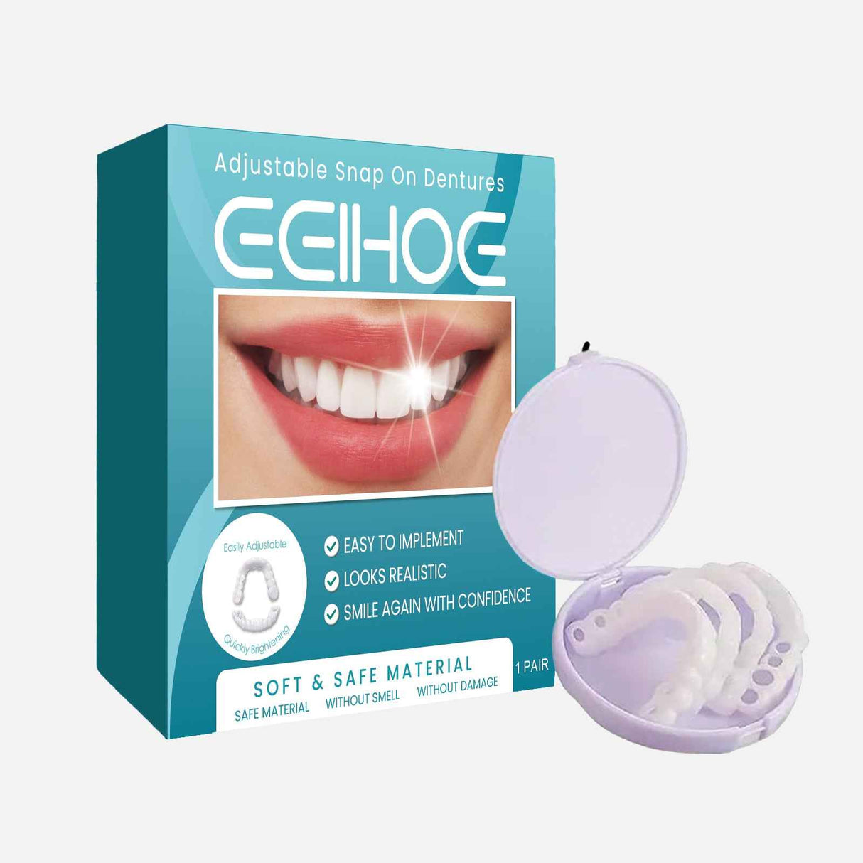 EELHOE Adjustable snap-on dentures Temporary tooth filling kit for filling gaps and correcting teeth, denture kit