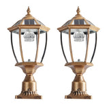 Vintage Gold Solar Pillar Headlight With Dimmable LED-2 Pack