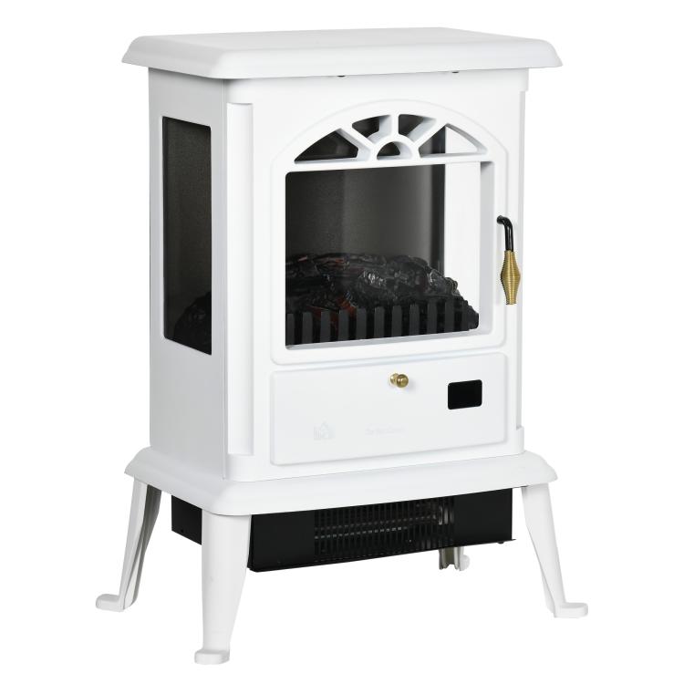 23 inch Electric Infrared Fireplace Stove, Freestanding Fire Place Heater with Realistic Log Flame, Adjustable Temperature, Timer, 1000W/1500W, White