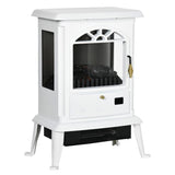 23 inch Electric Infrared Fireplace Stove, Freestanding Fire Place Heater with Realistic Log Flame, Adjustable Temperature, Timer, 1000W/1500W, White