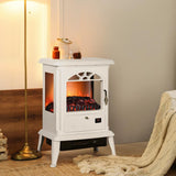 23 inch Electric Infrared Fireplace Stove, Freestanding Fire Place Heater with Realistic Log Flame, Adjustable Temperature, Timer, 1000W/1500W, White