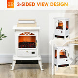 23 inch Electric Infrared Fireplace Stove, Freestanding Fire Place Heater with Realistic Log Flame, Adjustable Temperature, Timer, 1000W/1500W, White