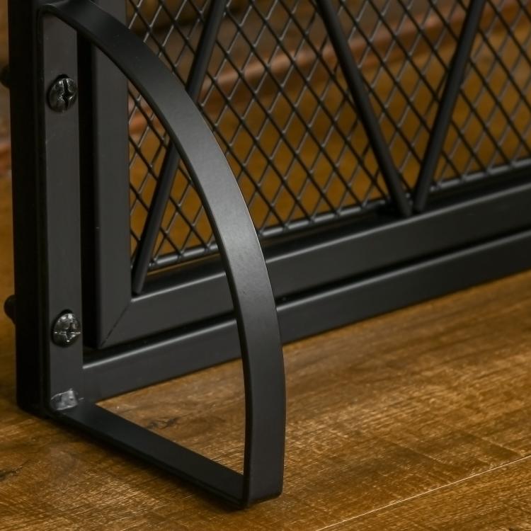 3-Panel Folding Fireplace Screen for Wood Burning with Double Doors, Home Heavy Duty Steel Fire Spark Guard, 47.25 inch W x 31 inch H, Black