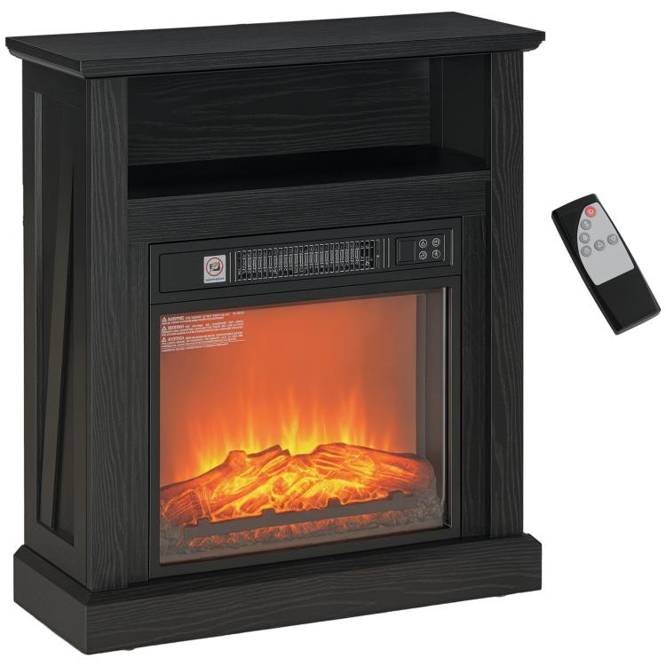 27 inch Freestanding Electric Fireplace with Mantel, 1400W Replaceable Fireplace Insert Heater with Timer, Black