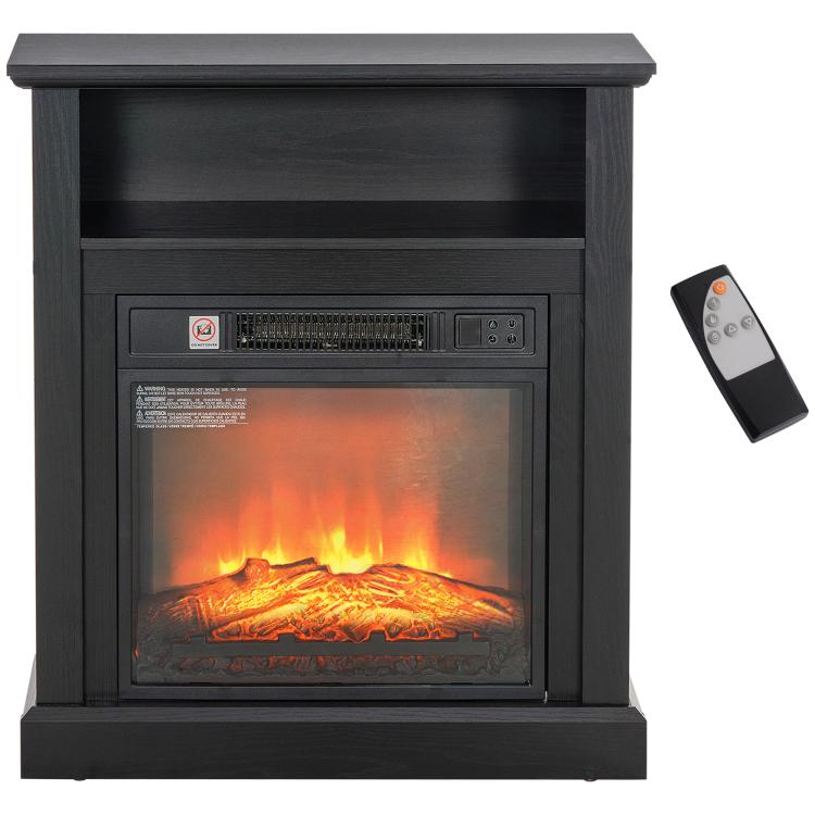 27 inch Freestanding Electric Fireplace with Mantel, 1400W Replaceable Fireplace Insert Heater with Timer, Black