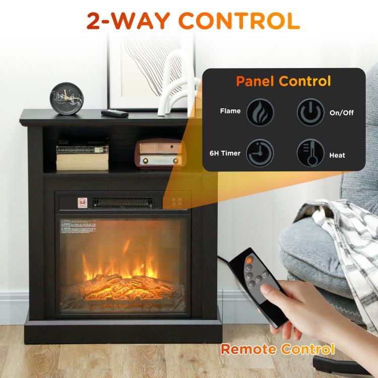 27 inch Freestanding Electric Fireplace with Mantel, 1400W Replaceable Fireplace Insert Heater with Timer, Black
