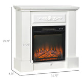 32 inch Electric Fireplace with Mantel, Freestanding Heater with LED Log Flame, Overheat Protection and Remote Control, 1400W, White