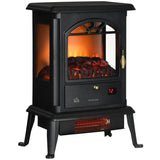 23 inch Electric Infrared Fireplace Stove, Freestanding Fire Place Heater with Realistic Log Flame, Timer, Black