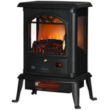 23 inch Electric Infrared Fireplace Stove, Freestanding Fire Place Heater with Realistic Log Flame, Timer, Black