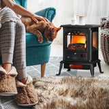 23 inch Electric Infrared Fireplace Stove, Freestanding Fire Place Heater with Realistic Log Flame, Timer, Black