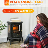 23 inch Electric Infrared Fireplace Stove, Freestanding Fire Place Heater with Realistic Log Flame, Timer, Black