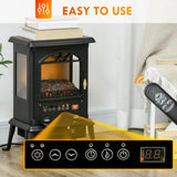 23 inch Electric Infrared Fireplace Stove, Freestanding Fire Place Heater with Realistic Log Flame, Timer, Black