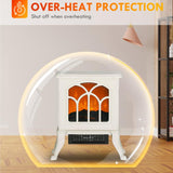 Electric Fireplace Heater, Freestanding Fireplace Stove with Realistic Logs and Flame Effect, 750W/1500W, Beige