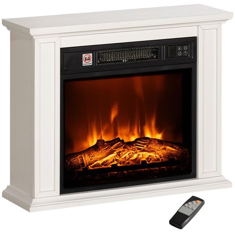 26 inch Freestanding Electric Fireplace with Mantel, 1400W Replaceable Fireplace Insert Heater with 3D Flame Effect, WHite