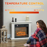 26 inch Freestanding Electric Fireplace with Mantel, 1400W Replaceable Fireplace Insert Heater with 3D Flame Effect, WHite