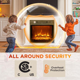 26 inch Freestanding Electric Fireplace with Mantel, 1400W Replaceable Fireplace Insert Heater with 3D Flame Effect, WHite
