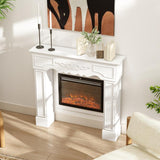 Baroque Fireplace Mantel, Freestanding Fireplace Surround with Leg for Electric Fireplaces, 43.3 inch W x 39.8 inch H, White