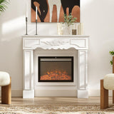 Baroque Fireplace Mantel, Freestanding Fireplace Surround with Leg for Electric Fireplaces, 43.3 inch W x 39.8 inch H, White