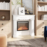 Baroque Fireplace Mantel, Freestanding Fireplace Surround with Leg for Electric Fireplaces, 43.3 inch W x 39.8 inch H, White
