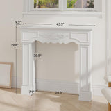 Baroque Fireplace Mantel, Freestanding Fireplace Surround with Leg for Electric Fireplaces, 43.3 inch W x 39.8 inch H, White