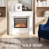 Baroque Fireplace Mantel, Freestanding Fireplace Surround with Leg for Electric Fireplaces, 43.3 inch W x 39.8 inch H, White