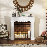 Baroque Fireplace Mantel, Freestanding Fireplace Surround with Leg for Electric Fireplaces, 43.3 inch W x 39.8 inch H, White