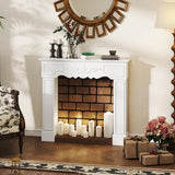 Baroque Fireplace Mantel, Freestanding Fireplace Surround with Leg for Electric Fireplaces, 43.3 inch W x 39.8 inch H, White